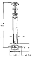 CPC-Cryolab Shutoff Valve CV3 Series Globe Dimensions
